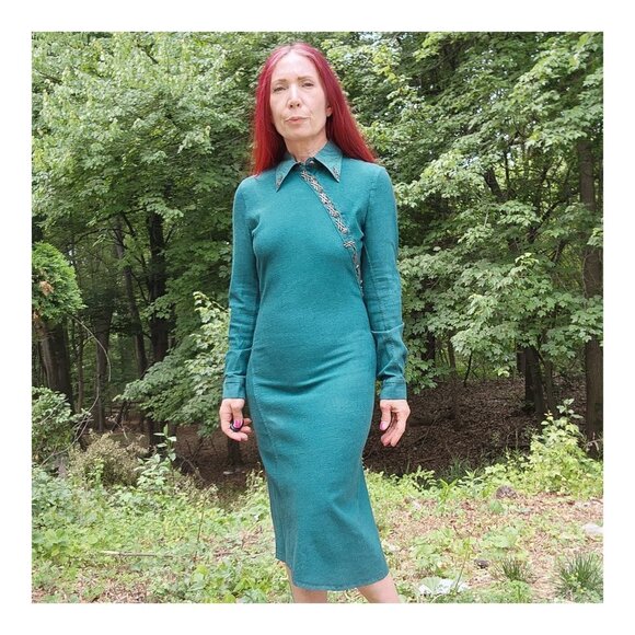 LEGATTE JEANS SAVE the QUEEN Vintage Asymmetric Hem Sheath Dress - Picture 1 of 13